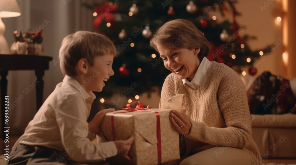 Christmas portrait in a cozy home Christmas portrait in a cozy home