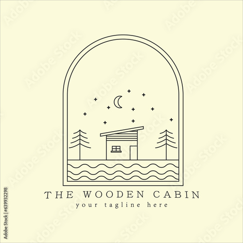 cabin or cottage logo line art simple minimalist vector illustration template icon graphic design