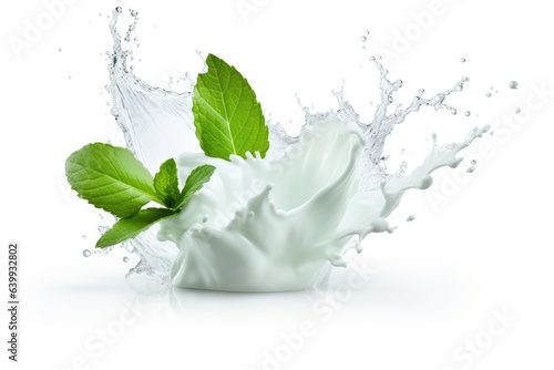 mint leaf and water milk yogurt splash 