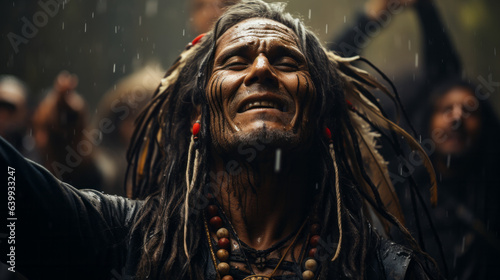 Portrait of an Indian doing the rain dance