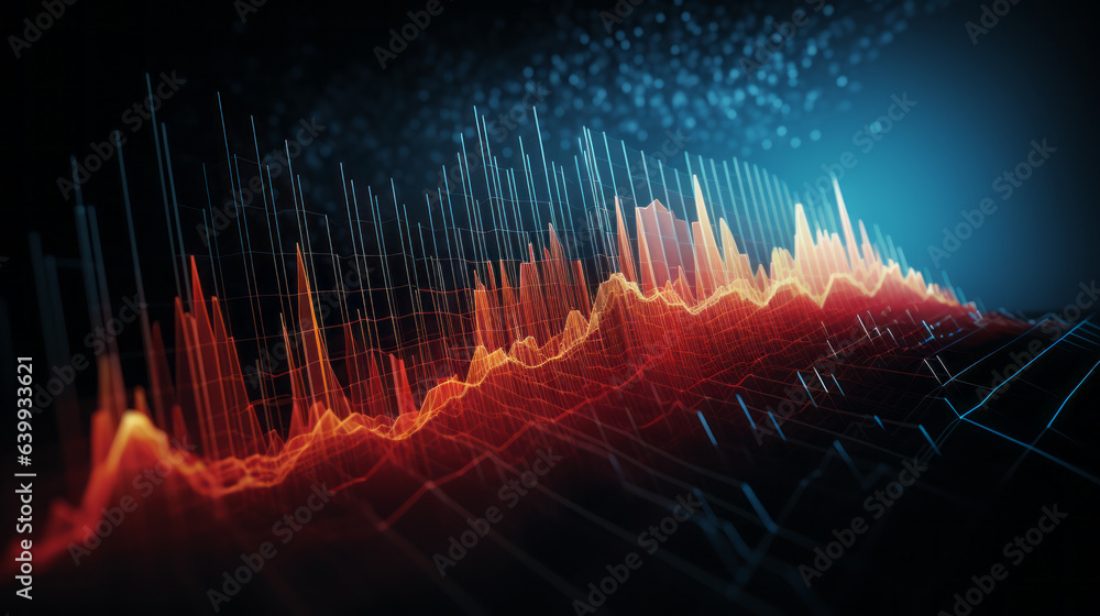 Volatility index (VIX) graph with spikes during market turbulence - obrazy, fototapety, plakaty 
