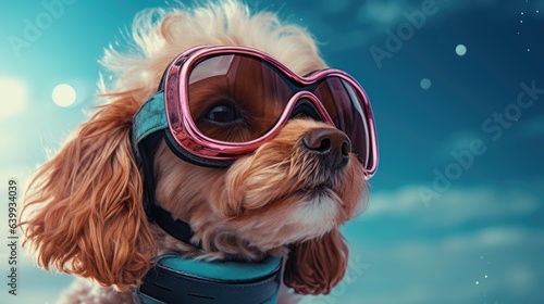 The ornamental dog wearing glasses, turned his face to the wind.