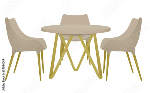 Coffee table and three chairs. vector illustration