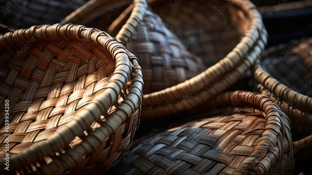 Woven and intricate textures of baskets 