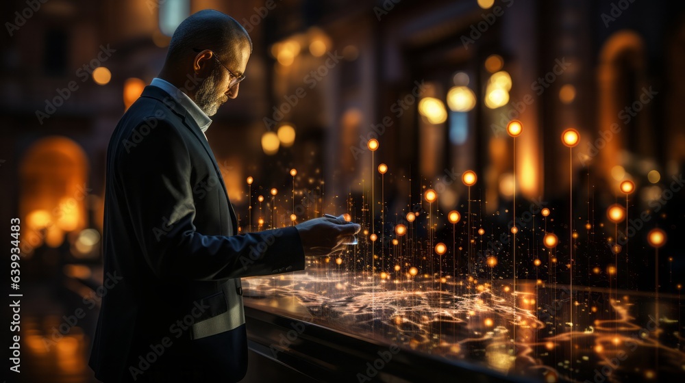 Businessman draw graph growth of business and analyzing data with icon customer network connection on modern virtual interface, Businessman draw graph growth of business and analyzing data with icon customer network connection on modern virtual interface,