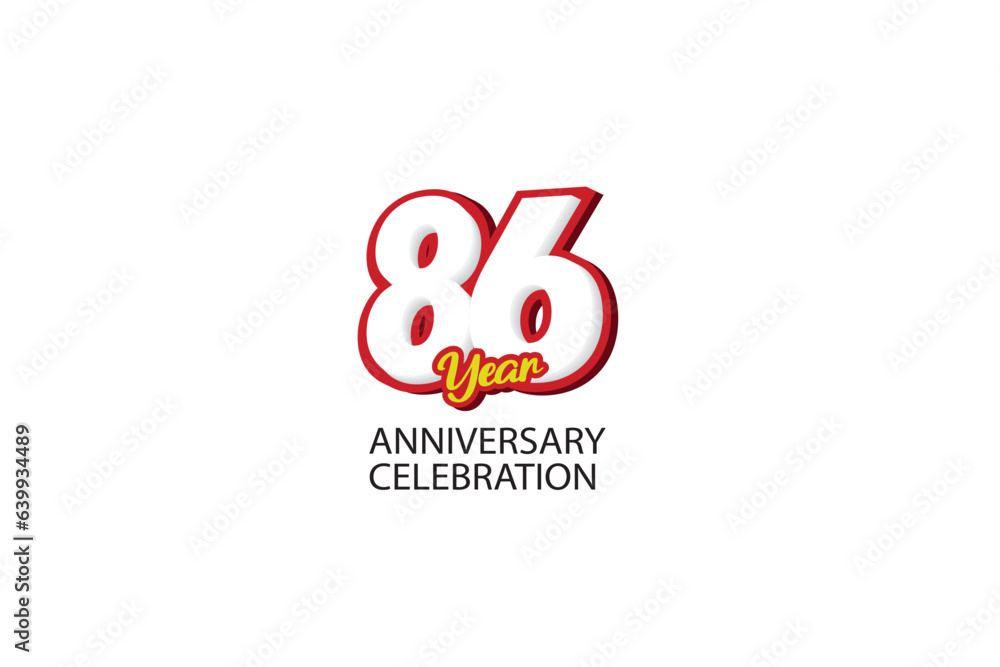 86th, 86 years, 86 year anniversary minimalist logo, jubilee, greeting card. Birthday invitation, sign. Red space vector illustration on white background - Vector 86th, 86 years, 86 year anniversary minimalist logo, jubilee, greeting card. Birthday invitation, sign. Red space vector illustration on white background - Vector