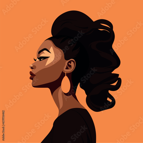 Black woman modern icon avatar. African woman design. Abstract contemporary poster. Wall art design. Vector stock