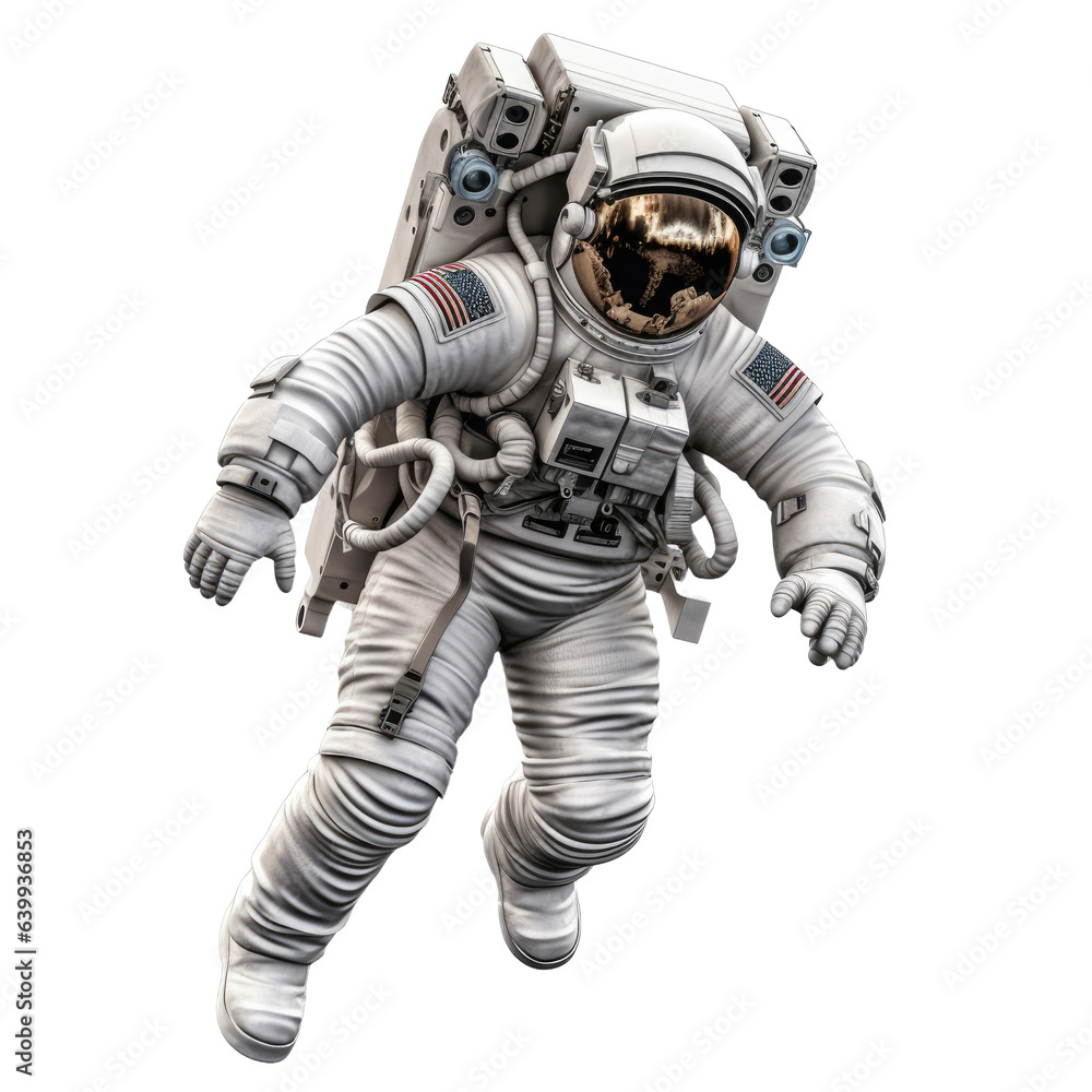 An astronaut in a space suit with transparent background 