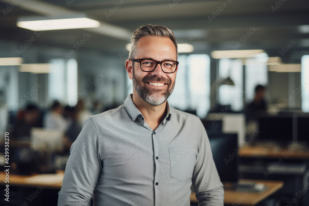 Portrait of an office worker or businessman in an office aged 40-50.generative ai
Portrait of an office worker or businessman in an office aged 40-50.generative ai