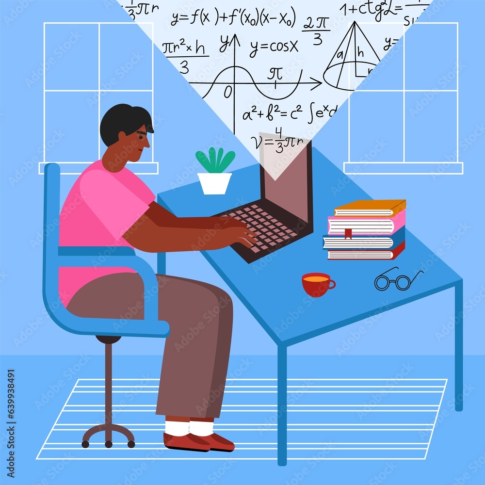 Guy On Distance Learning Online Education Process Student Uses Laptop Guy on distance learning online education process student uses laptop