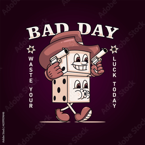 Retro cartoon dice cowboys, Perfect for logos, mascots, t-shirts, stickers and posters