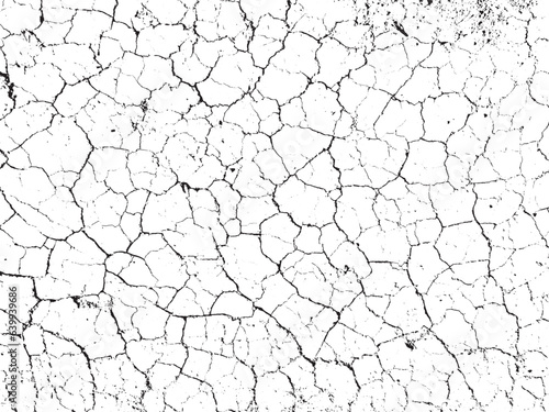 Cracked ground surface texture. Vector illustration. Monochrome background of coarse soil