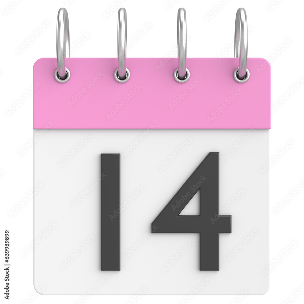 3D calendar. Day 14. Fourteenth day of the month. 3D illustration. 3D calendar. Day 14. Fourteenth day of the month. 3D illustration.