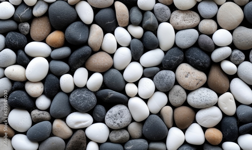 Sea of pebbles wallpaper. Gray beach stones background. For banner, postcard, book illustration. Created with generative AI tools Sea of pebbles wallpaper. Gray beach stones background. For banner, postcard, book illustration. Created with generative AI tools