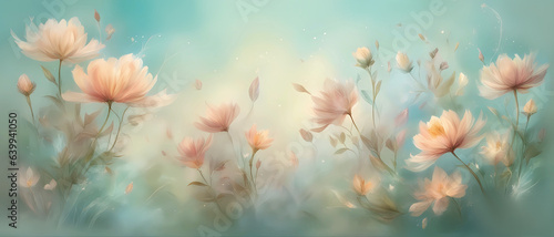 Abstract floral wallpaper in pastel colors. Generative AI.