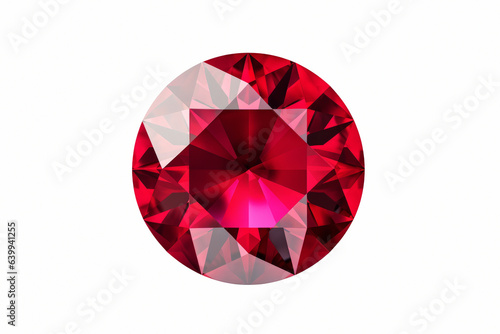 Beautiful red ruby ​​or diamond isolated on white background.generative ai 