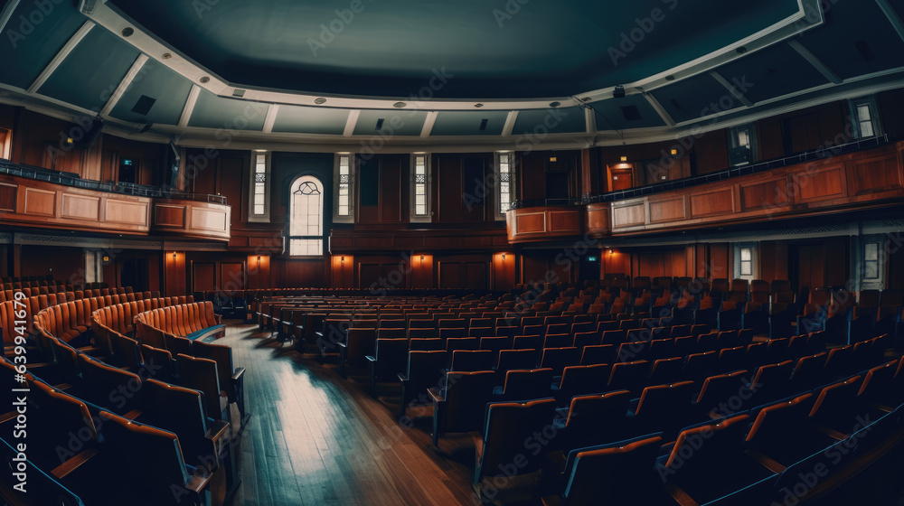 Fototapeta premium Panoramic view of empty auditorium of university.