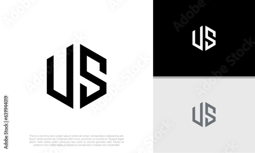 Initials US logo design. Initial Letter Logo. Innovative high tech logo template.   © harika013