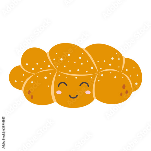 braided loaf isolated on white background