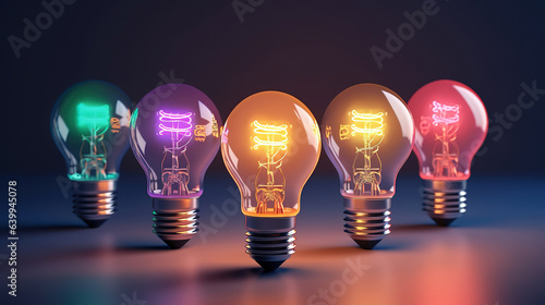 Light bulb with background, idea concept, illustration. Generative Ai