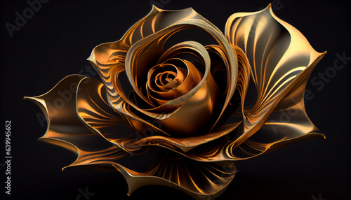 Abstract golden rose flower, Ai generated image