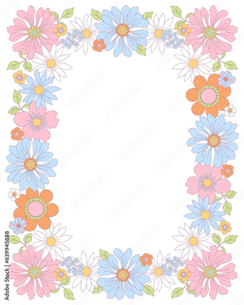 Vector frame with flowers illustration