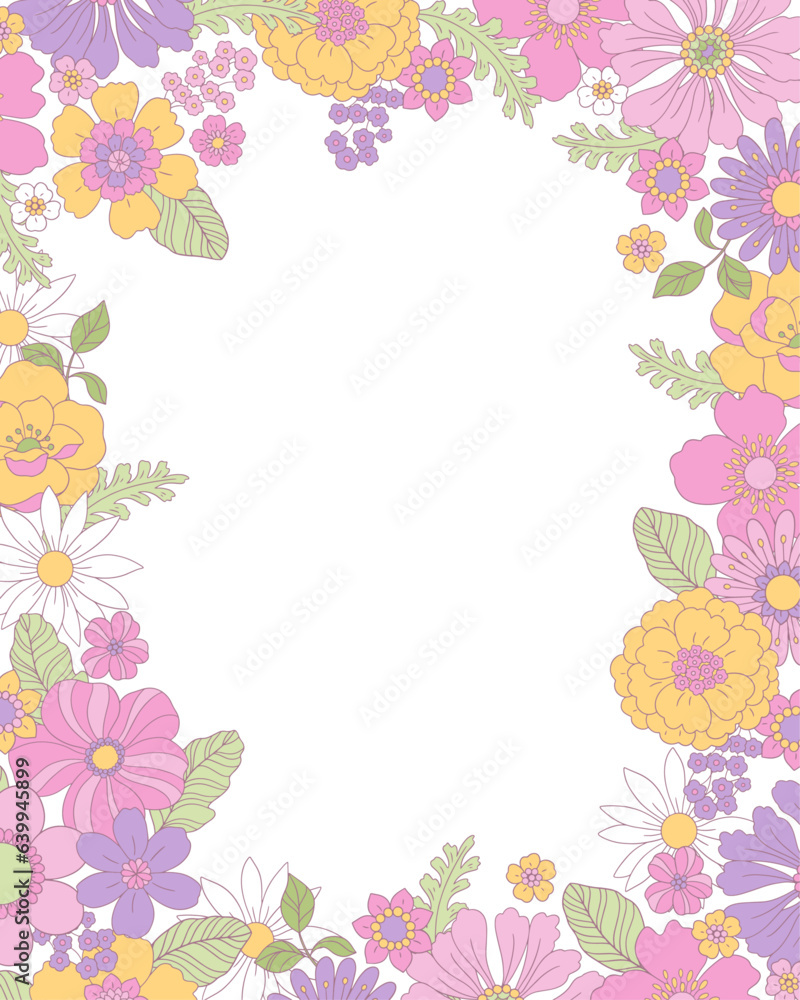 Vector frame of flowers