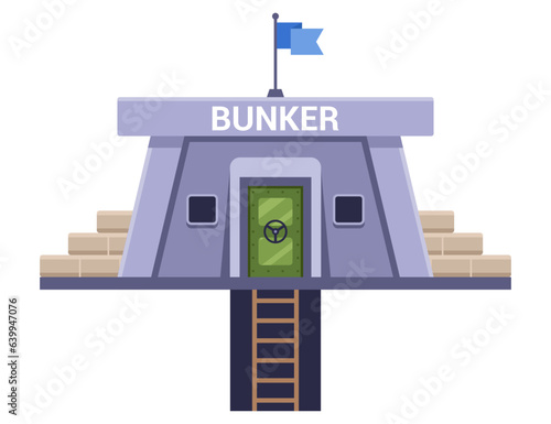 concrete gray bunker for protection against nuclear war. flat vector illustration.