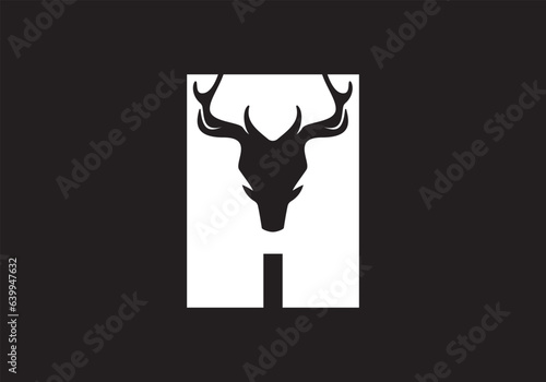 this is a letter A text and deer head logo design