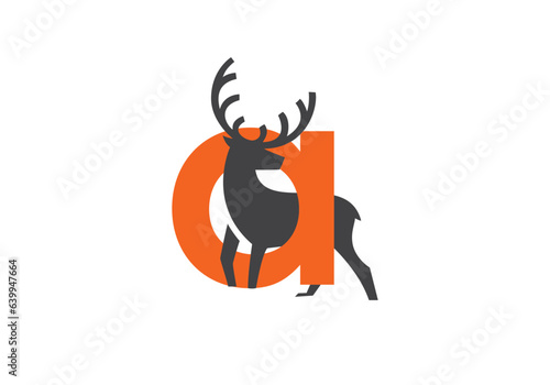 this is a letter A text and deer head logo design