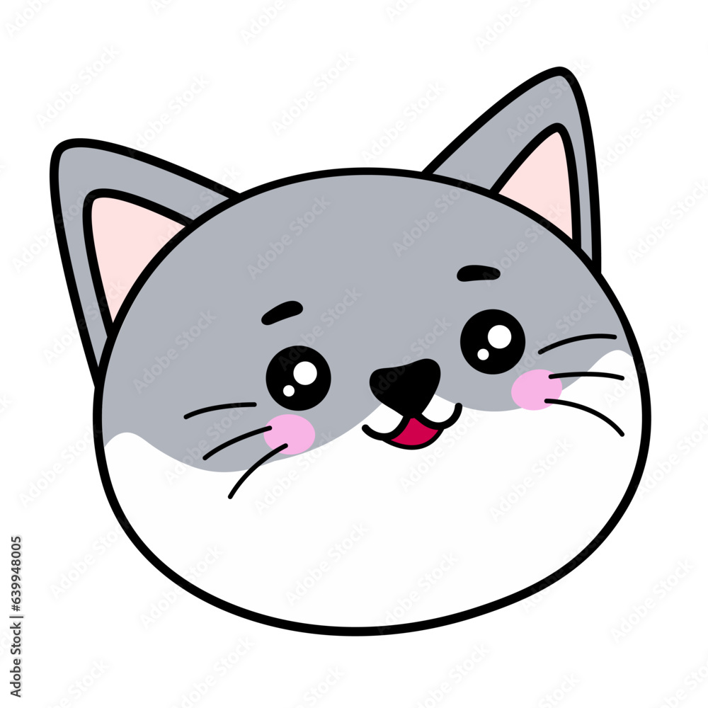 Cute cat face. Cartoon style vector set. Cat head emoticon isolated on white background Cute cat face. Cartoon style vector set. Cat head emoticon isolated on white background