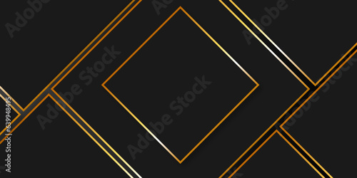 Dark backdrop rectangles with golden lines background. Modern abstract background black dop with golden luxury. Seamless surface pattern design with diamonds ornament. Lozenge motif. Repeated black.