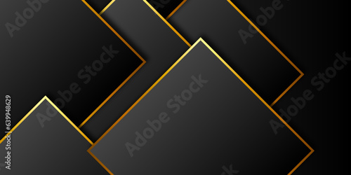 Dark backdrop rectangles with golden lines background. Modern abstract background black dop with golden luxury. Seamless surface pattern design with diamonds ornament. Lozenge motif. Repeated black.