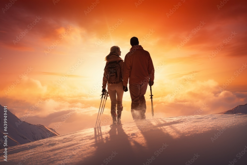 Passion for skiing against the backdrop of beautiful snowy mountains Passion for skiing against the backdrop of beautiful snowy mountains