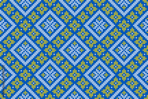 Seamless pattern of Ukrainian ornament in ethnic style, identity, vyshyvanka, embroidery for print clothes, websites, banners, poster. Vector illustration background