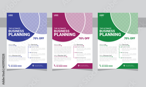 Corporate Business Flyer poster pamphlet brochure cover design layout background, 3 colors scheme, vector template in A4 size - Vector