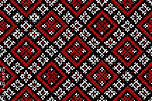 Seamless pattern of Ukrainian ornament in ethnic style, identity, vyshyvanka, embroidery for print clothes, websites, banners, poster. Vector illustration background