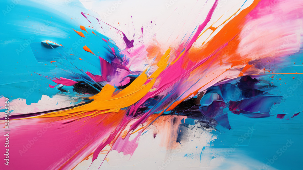 Colorful Abstract Brush Strokes on Canvas Colorful Abstract Brush Strokes on Canvas