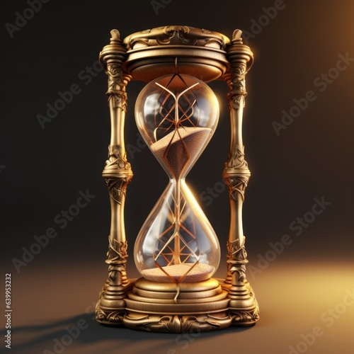 3d rendering of an old classic vintage realistic timing sand hourglass
