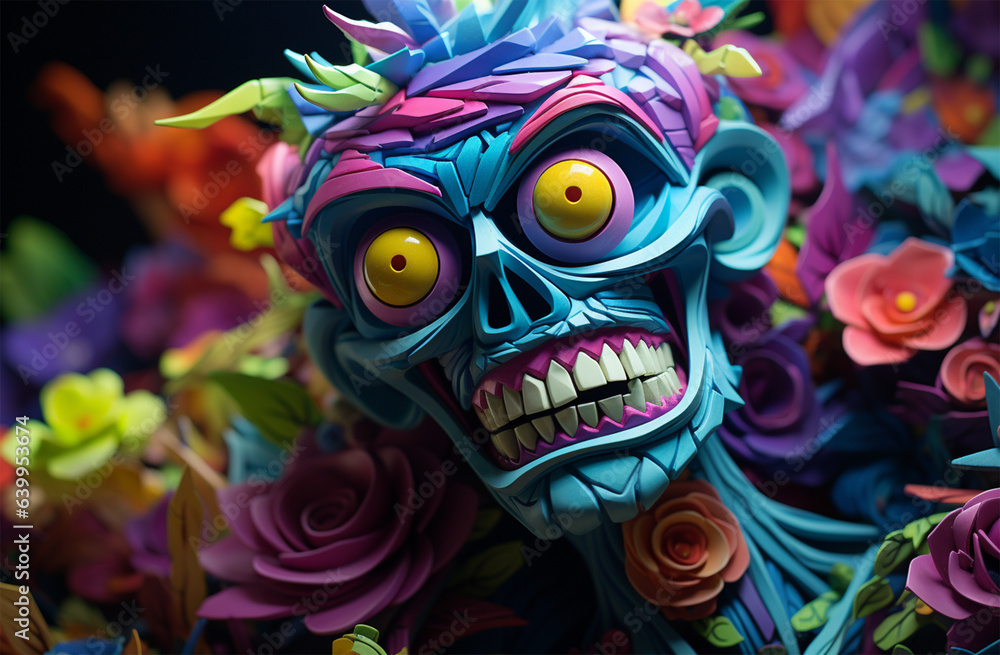 Funny monsters made of colorful paper flowers Funny monsters made of colorful paper flowers