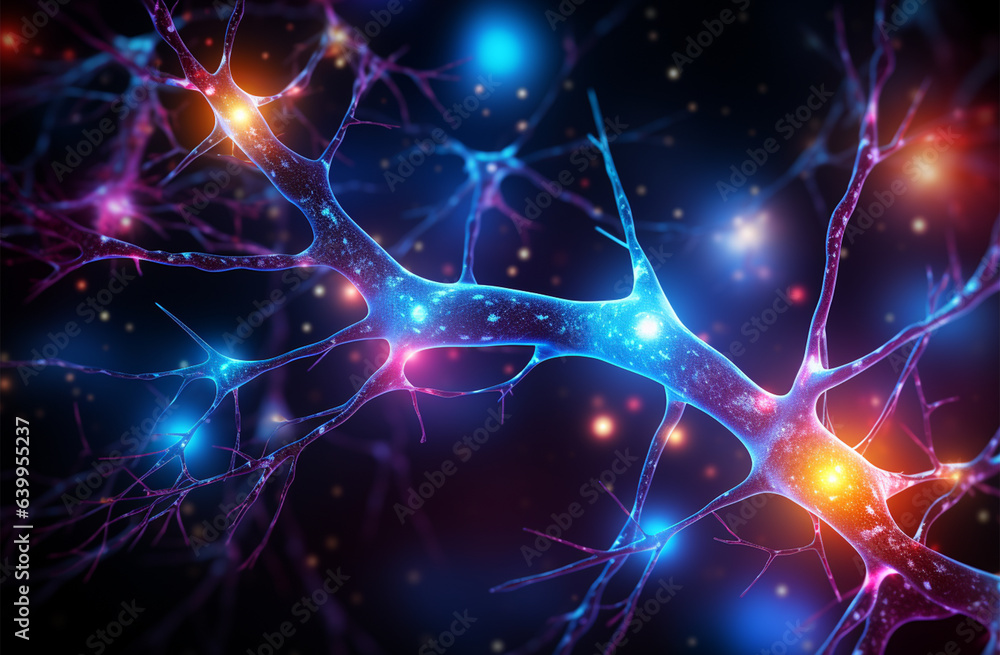 illustration of neuron cell and neurons in space. Science background illustration of neuron cell and neurons in space. Science background