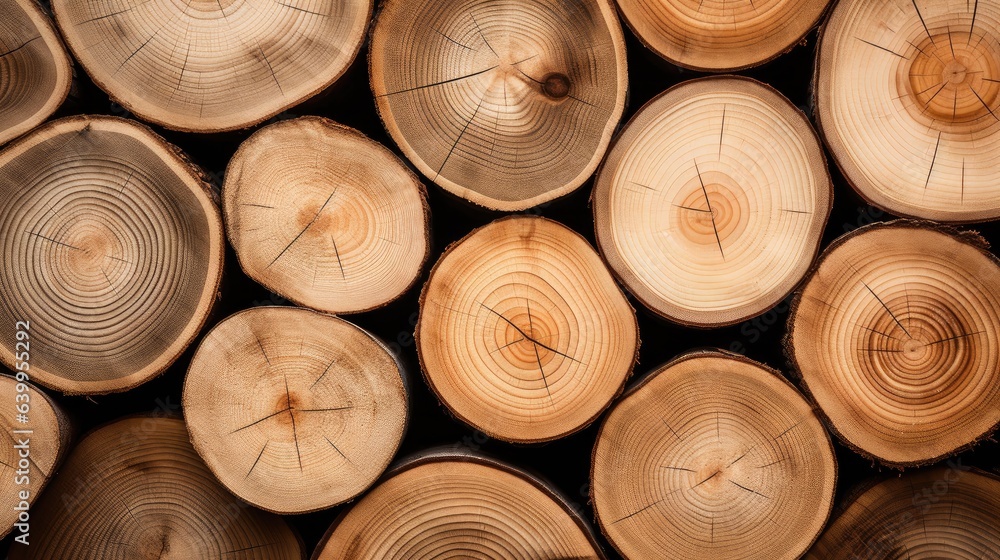 Wood pile. Background of cut logs close up Wood pile. Background of cut logs close up