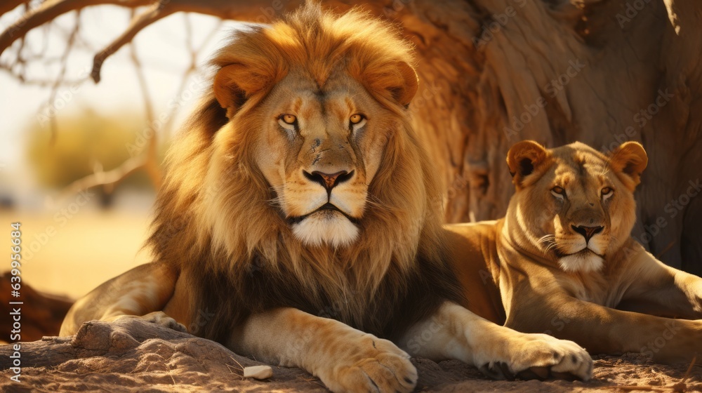 Fototapeta premium lion and lioness