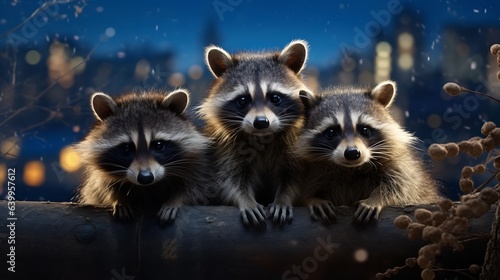 raccoons in city © Nica