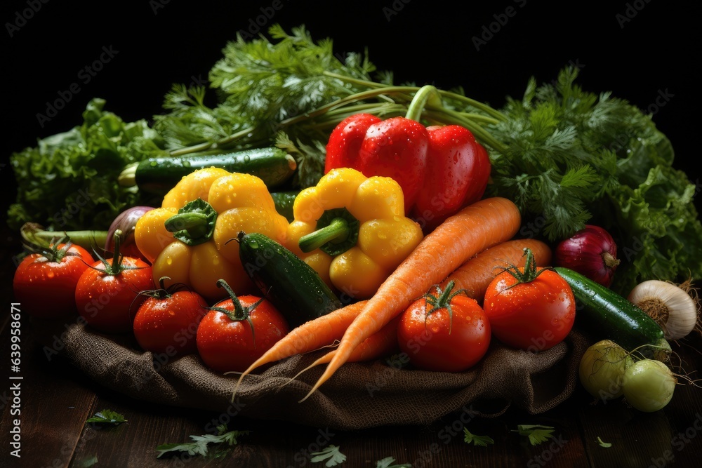 Portrait of a beautiful joyful woman surrounded by fresh juicy vegetables Portrait of a beautiful joyful woman surrounded by fresh juicy vegetables