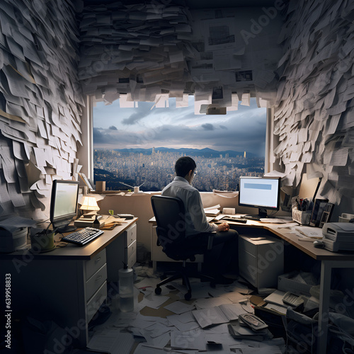 Workaholic, post-it office
