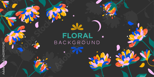 Background with beautiful abstract flowers in vector.