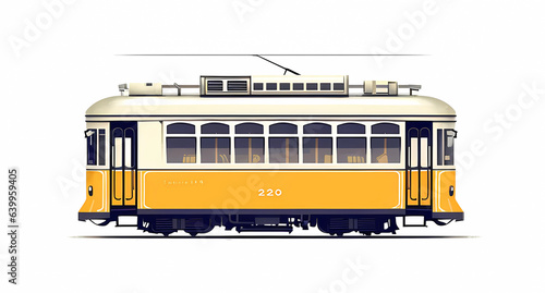Illustration of a portuguese city with a tram, Portugal