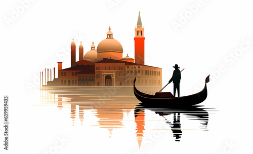Illustration of the beautiful city of Venice. City of gondoliers, bridges, carnivals and love. Italy