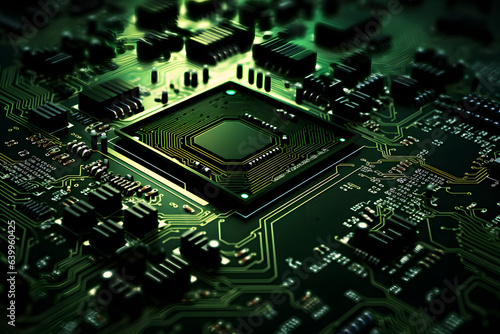 Computer circuit board technology background. Motherboard digital chip. 